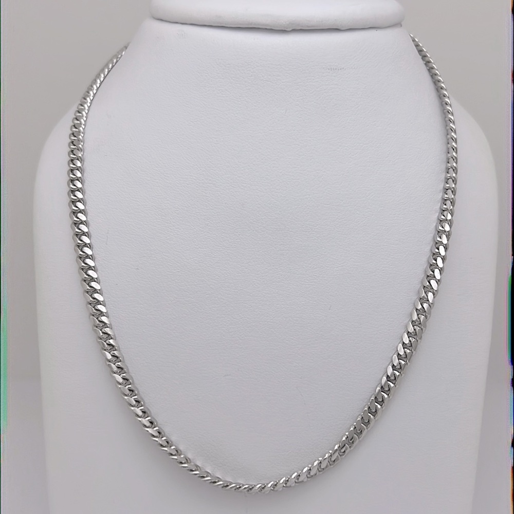 NEW — Solid Sterling Silver w/ Rhodium Plating Miami Cuban Chain (4mm)